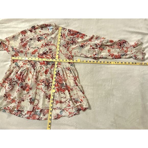 Sundance | Rose Floral Baby Doll Ruffle Romantic Sheer Blouse | Size M - Picture 7 of 7